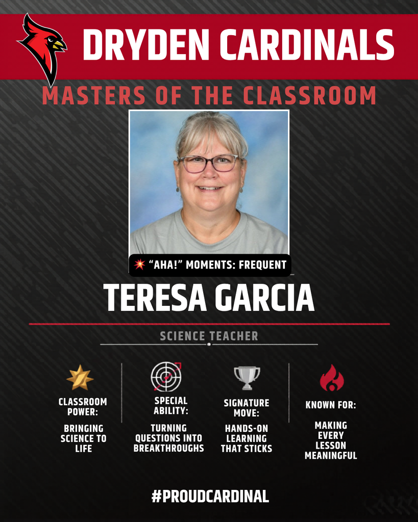 educator photo; cardinal logo; trading card icons