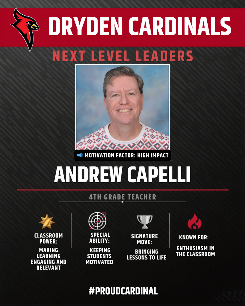 educator photo; cardinal logo; trading card icons
