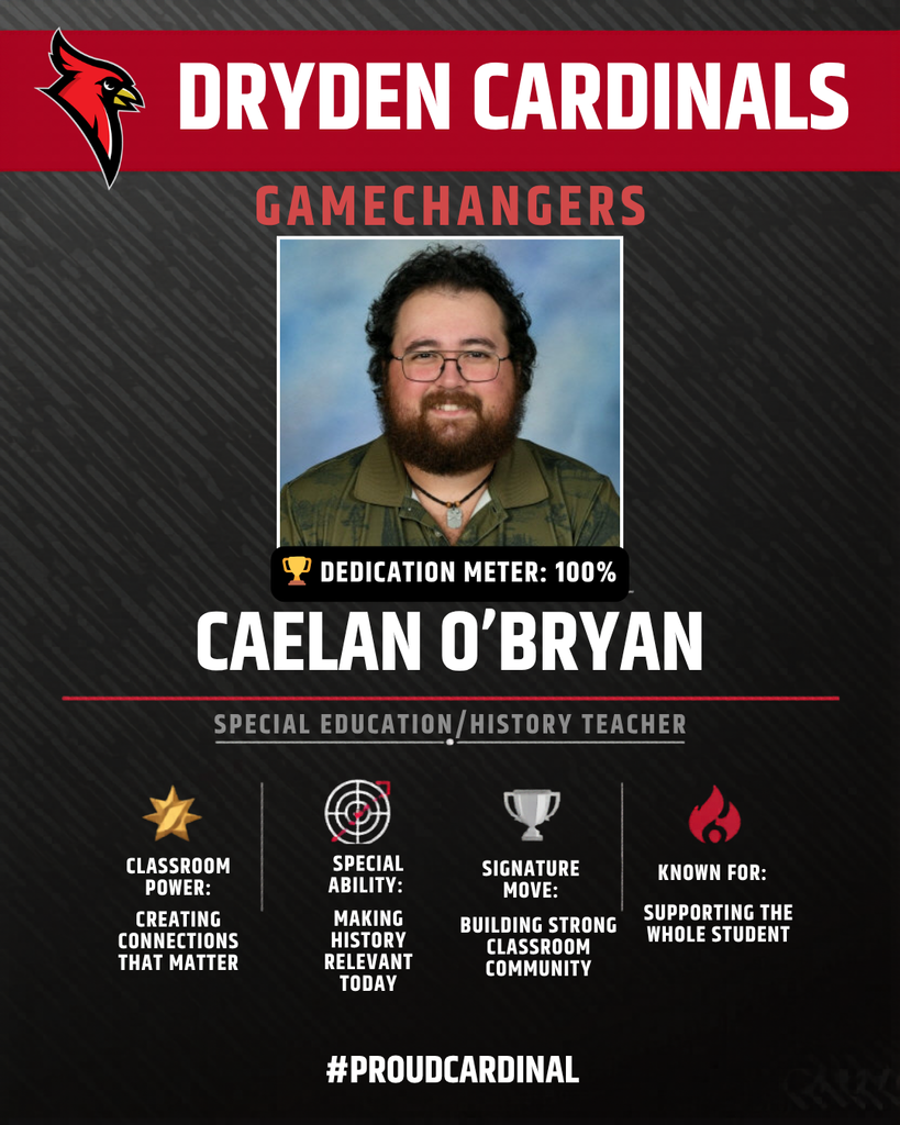 educator photo; cardinal logo; trading card icons