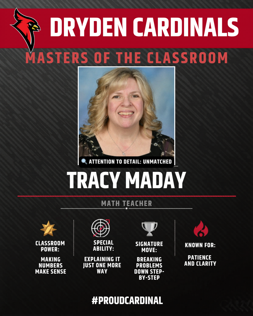 educator photo; cardinal logo; trading card icons