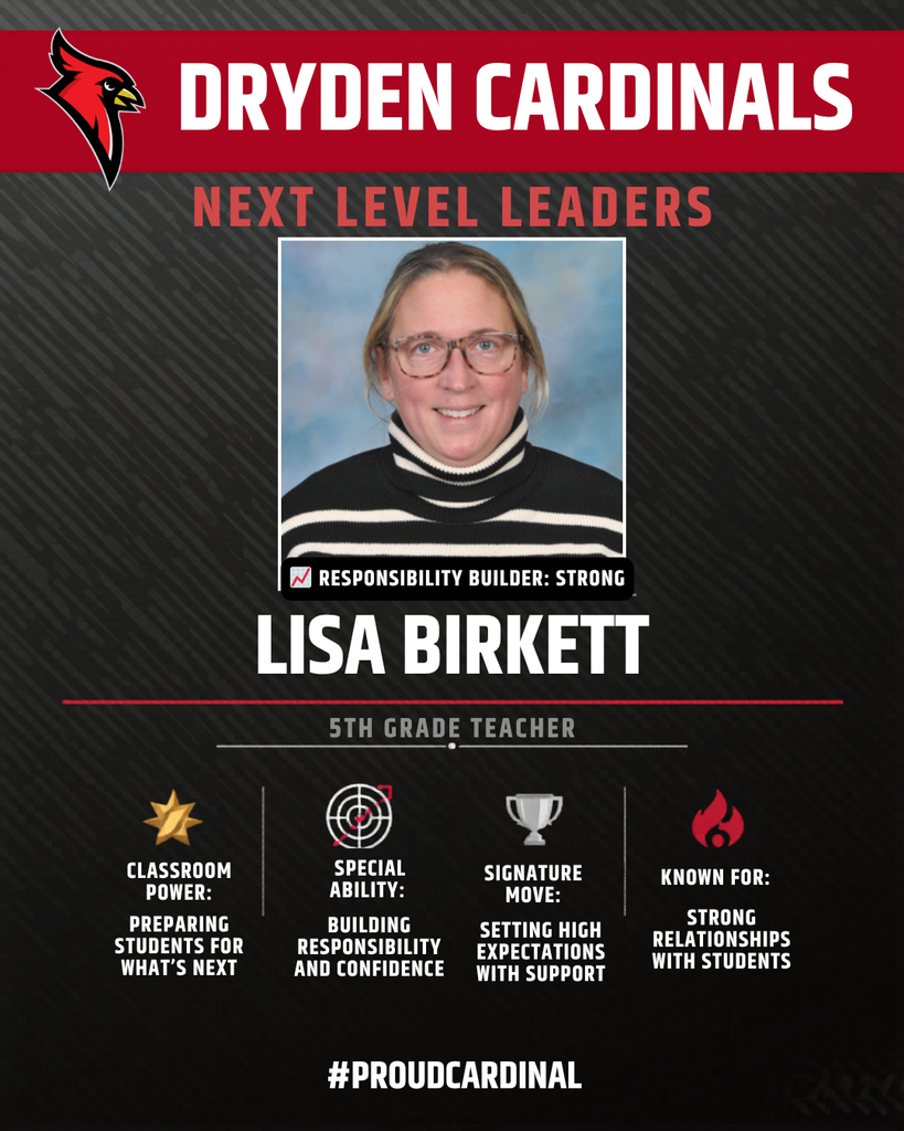 educator photo; cardinal logo; trading card icons