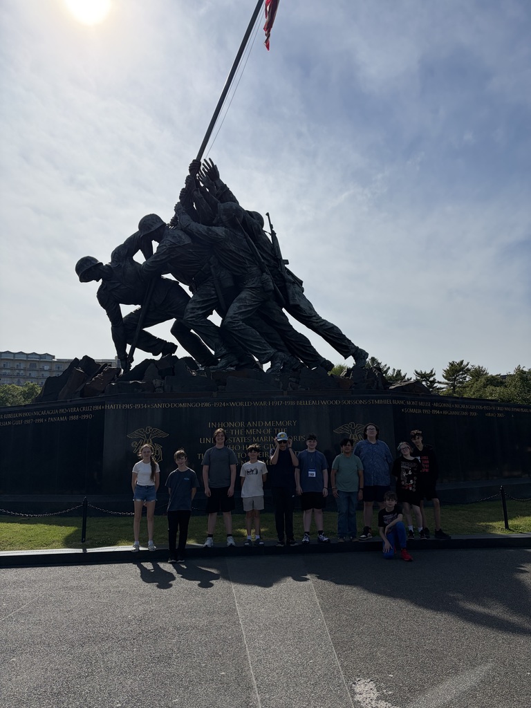 Students at the Iwo Jima memorial