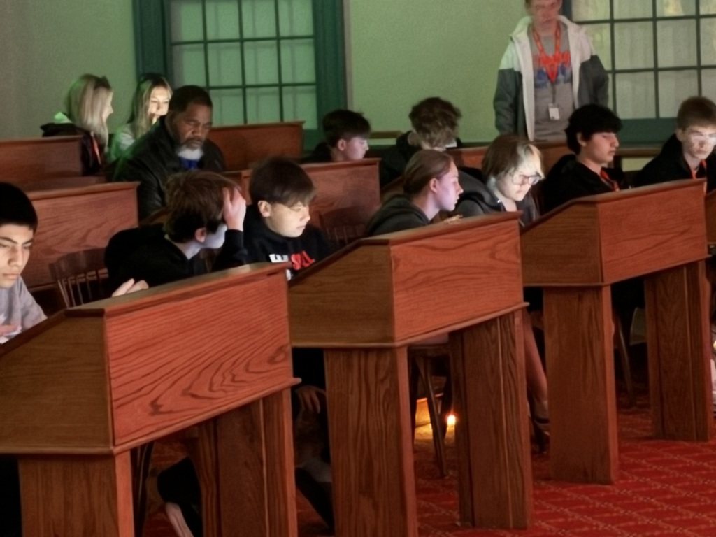students at podium 