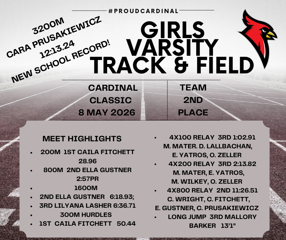 track lanes; cardinal logo