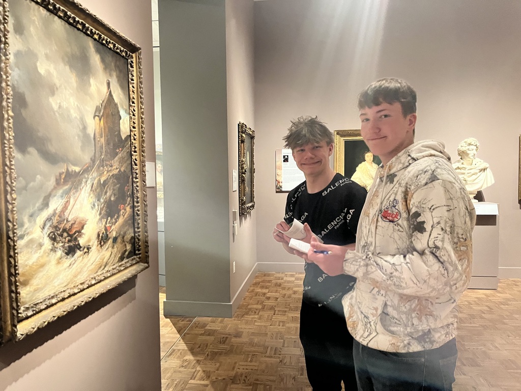 students touring an art museum