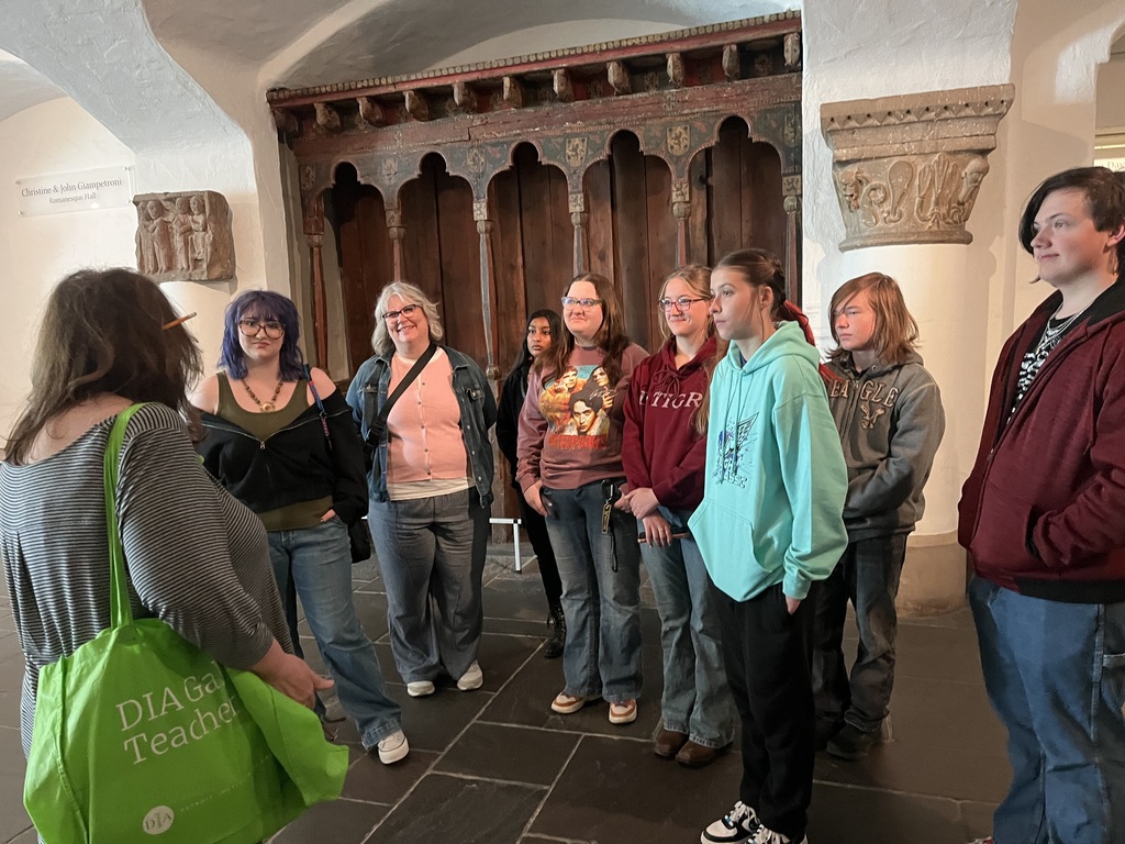 students touring an art museum
