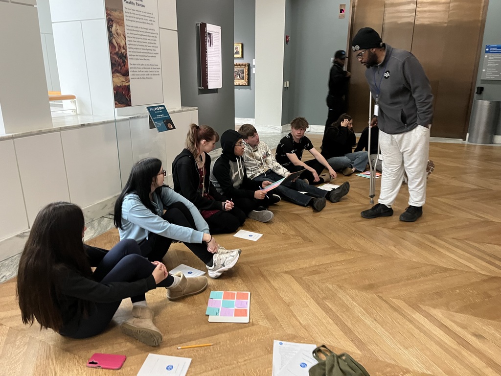 students touring an art museum