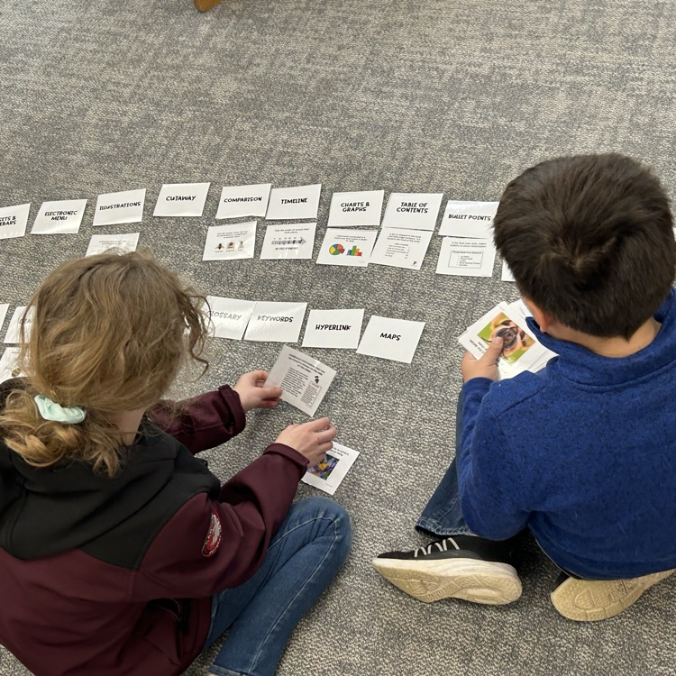 4th graders reviewed text features this week with a matching activity in the library. #proudcardinal #growingreaders