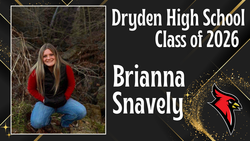 photo of high school senior; cardinal logo; black and gold background