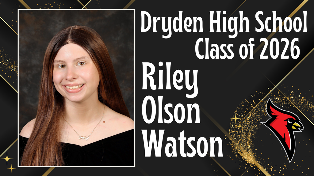photo of high school senior; cardinal logo; black and gold background