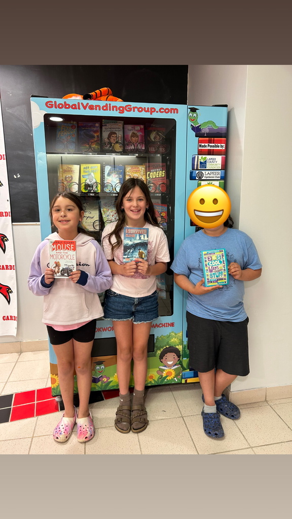 These readers hit 100 books in the 500 Books Before Middle School Challenge. Each were awarded a Cardinal Coin to the book vending machine. Keep up the great work! #proudcardinal #growingreaders