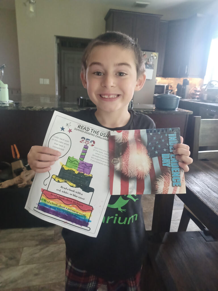 These two boys have been working on our "Read the USA" Summer Reading Challenge. We hope everyone is reading daily to prevent the "summer slide".  #growingreaders #proudcardinal