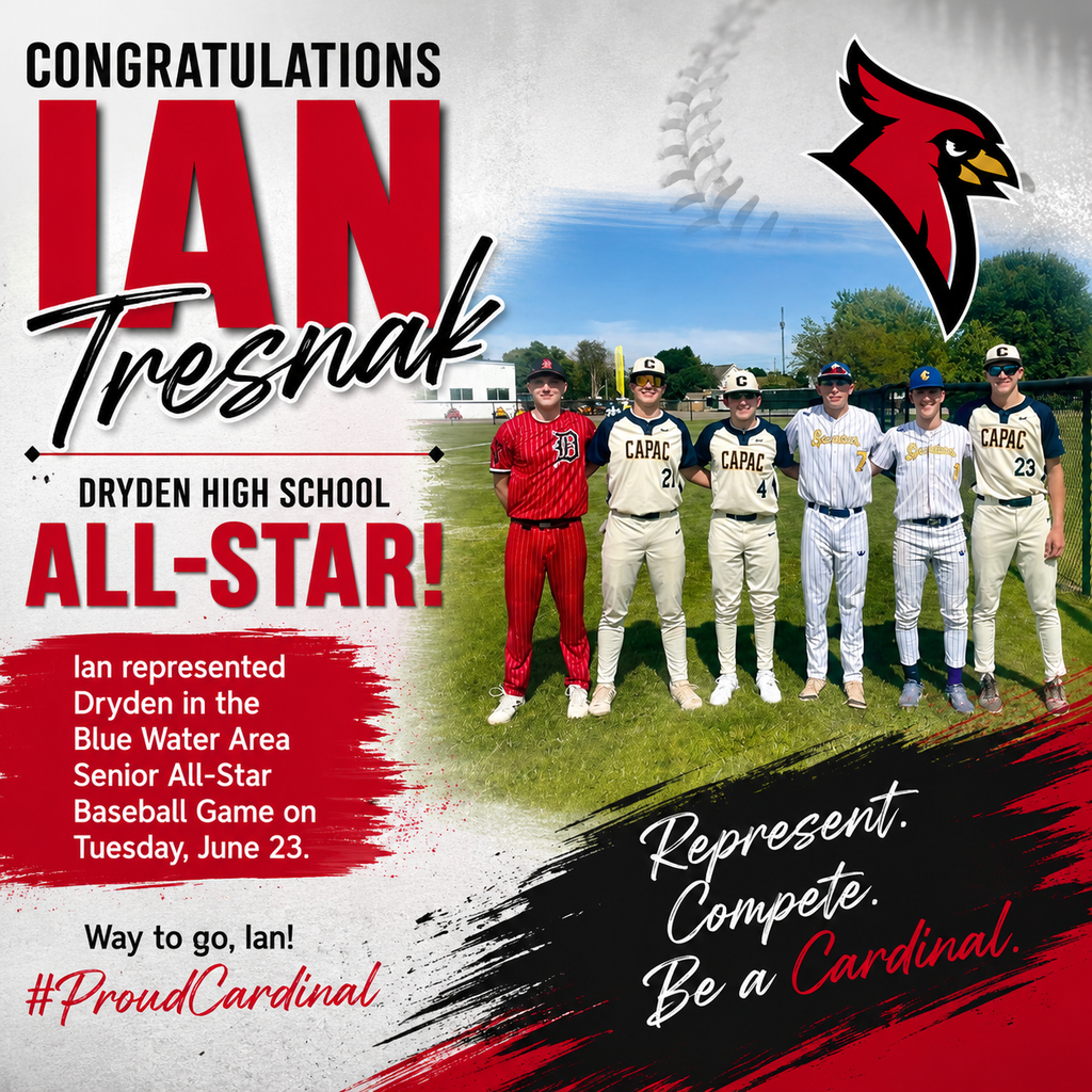 Ian Tresnak represented Dryden High School when he competed in the Blue Water Senior All Star game on June 23.