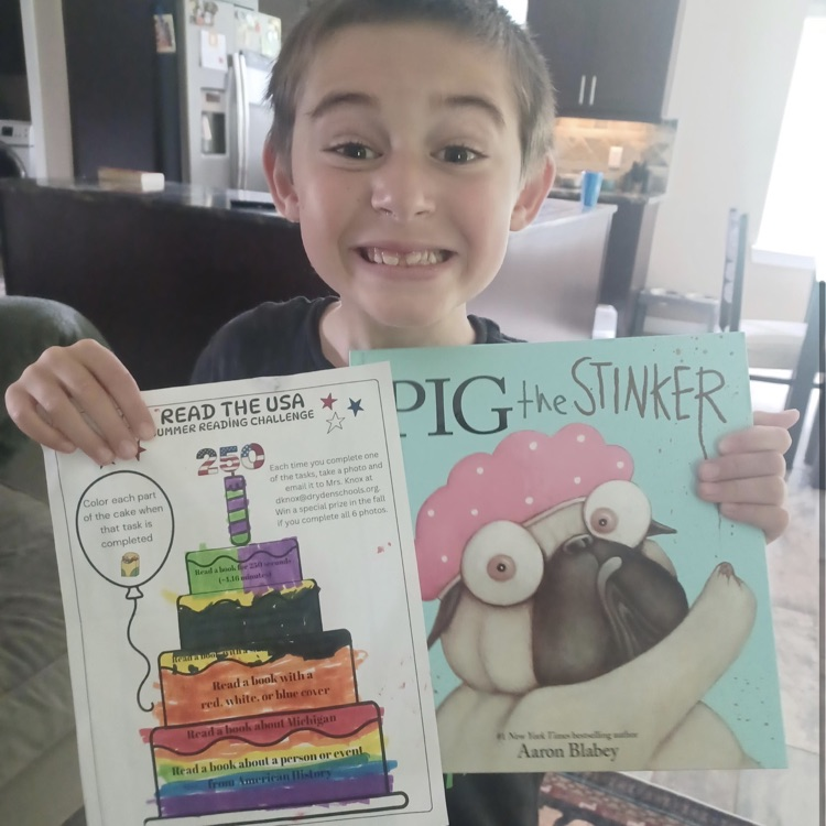 Congratulations to Joey as he is the first student to complete the "Read the USA" Summer Reading Challenge. It is not too late to get started.  A special prize in the fall for all those students that complete it.  #growingreaders #proudcardinal