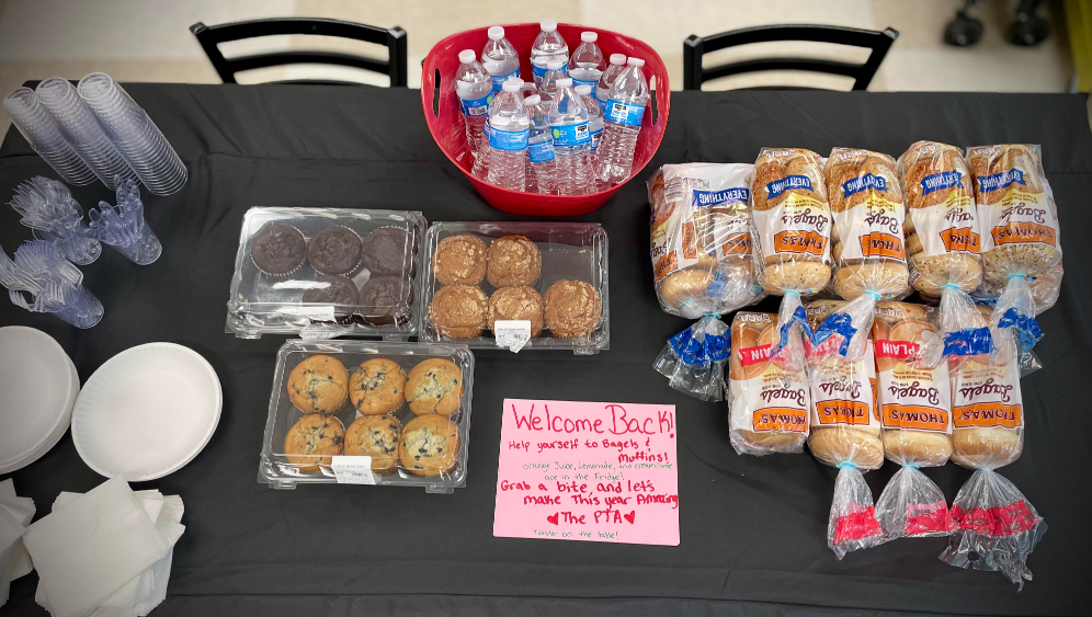 A little breakfast love for our amazing teachers!  The first day back to school calls for coffee, carbs, and a whole lot of PTA love!  We kicked off the school year by treating our teachers and staff to a breakfast spread with bagels, muffins, and refreshments!  And because we wanted to make sure we could warm up their day, we even brought in a toaster!  Here’s to a brand-new school year! We’re so excited to support our teachers, staff, and Cardinals all year long.  Welcome back Dryden! Let’s make it a great one!