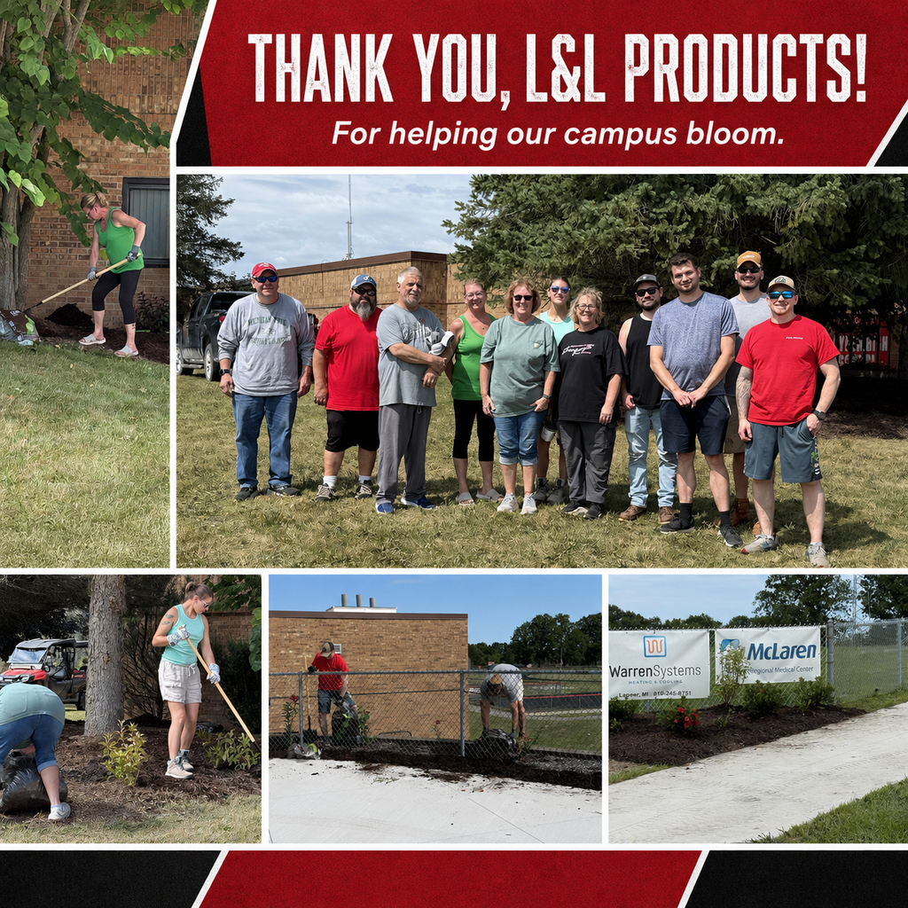 huge thank you to the amazing volunteers from L&L Products who spent last Friday planting and cleaning up the grounds at Dryden High School! 🌱🌸  We are incredibly grateful for your hard work and willingness to give back to our school. Everything looks beautiful, and your generosity is a wonderful example of community partnership in action!  Thank you, L&L Products, for helping make Dryden High School a more welcoming place for our students, staff, and community! ❤️🤍  #ThankYou #LLProducts #CommunityPartners #DrydenCommunitySchools #ProudCardinal