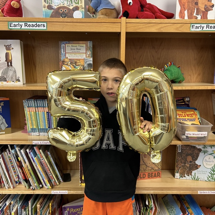 50 books read in the 500 Books Before Middle School Challenge!  #growingreaders #proudcardinal