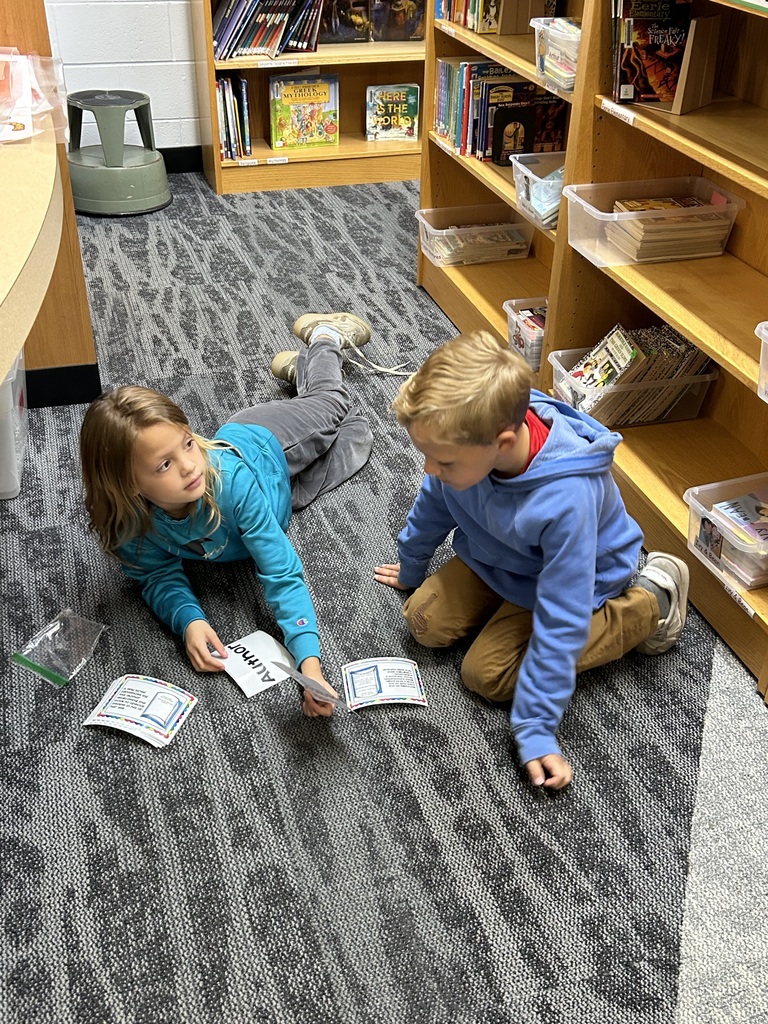 2nd graders reviewed parts of a book in Library Special using a matching activity. #growingreaders #proudcardinal