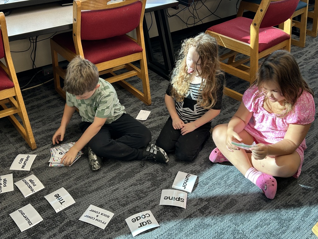 2nd graders reviewed parts of a book in Library Special using a matching activity. #growingreaders #proudcardinal