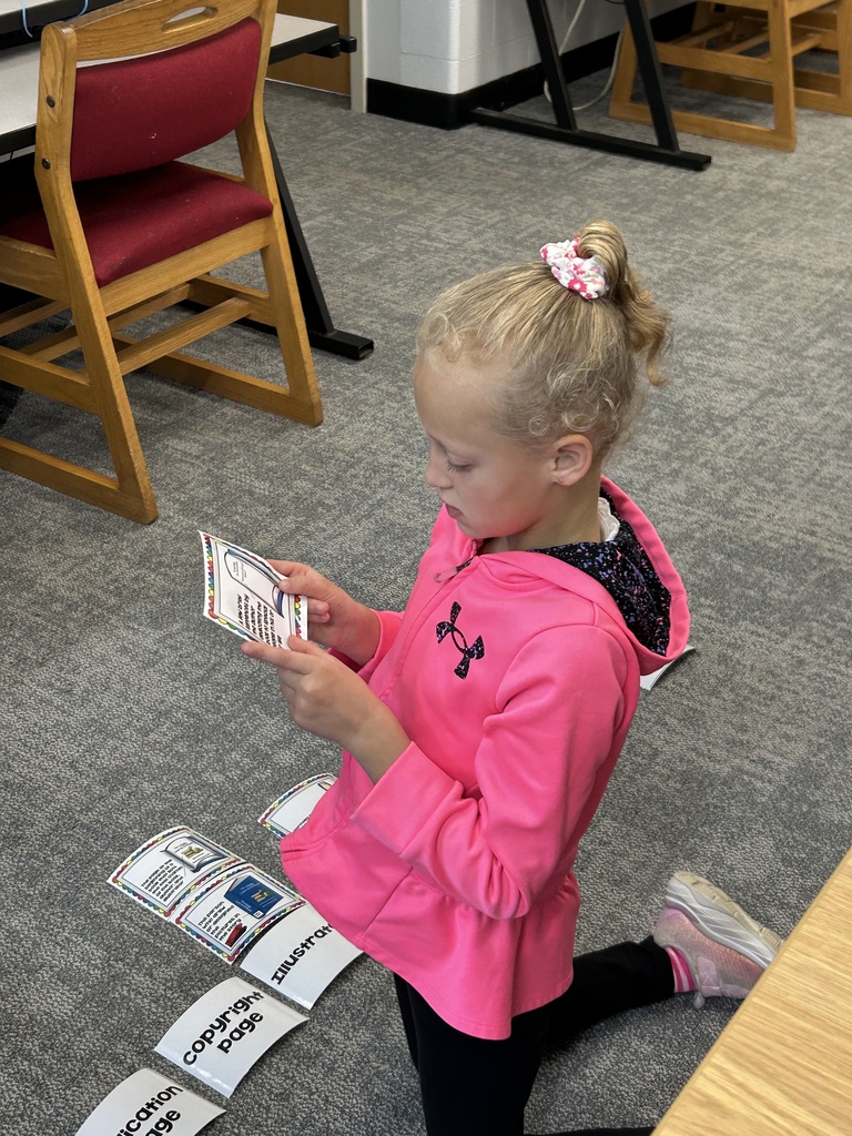 2nd graders reviewed parts of a book in Library Special using a matching activity. #growingreaders #proudcardinal