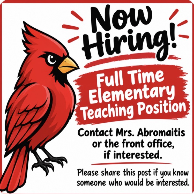 Now tiring. Full Time Elementary Teaching Position Contact Mrs. Abromaitis or the front office, if interested. Please share this post if you know someone who would be interested.