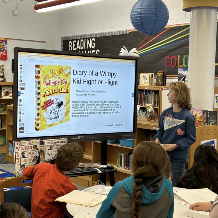 Book-talking a newly released title, #21 in the Diary of a Wimpy Kid series. #growingreaders #proudcardial