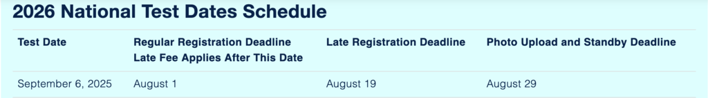 September 6 ACT Registration Deadlines