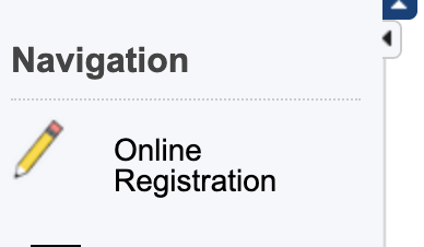 Online registration Icon below student name 