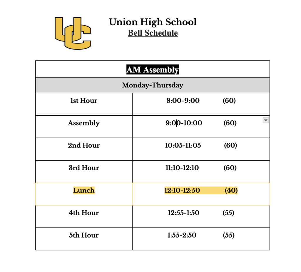 assembly schedule.