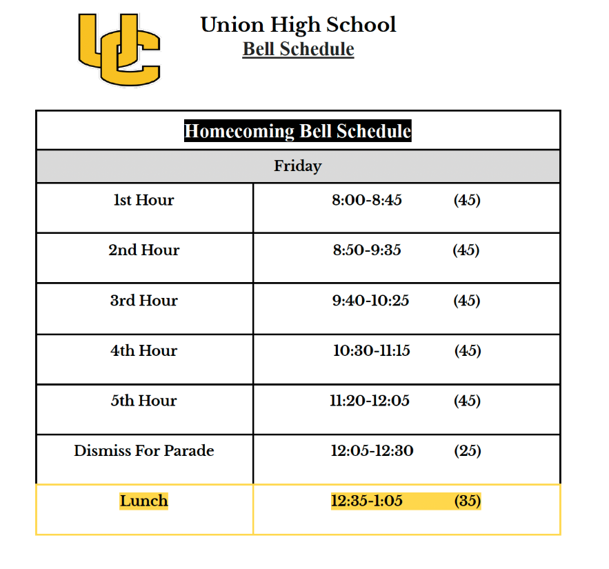Friday's homecoming parade schedule.