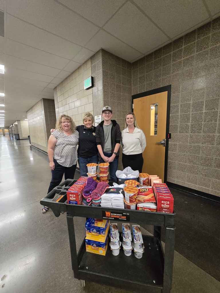FCCLA SERVICE OPPORTUNITY Mason Bagley and other Union High FCCLA members conducted a Principal’s Pantry Drive. The food drive coincided with the student organization's monthly Cinnamon Roll Friday. FCCLA donated the proceeds from their fundraiser toward the Principal's Pantry for December. Donated items included single serve foods and socks for students in need. Thank you to Union High students, FCCLA members and Debby Arnold for helping us provide needed items