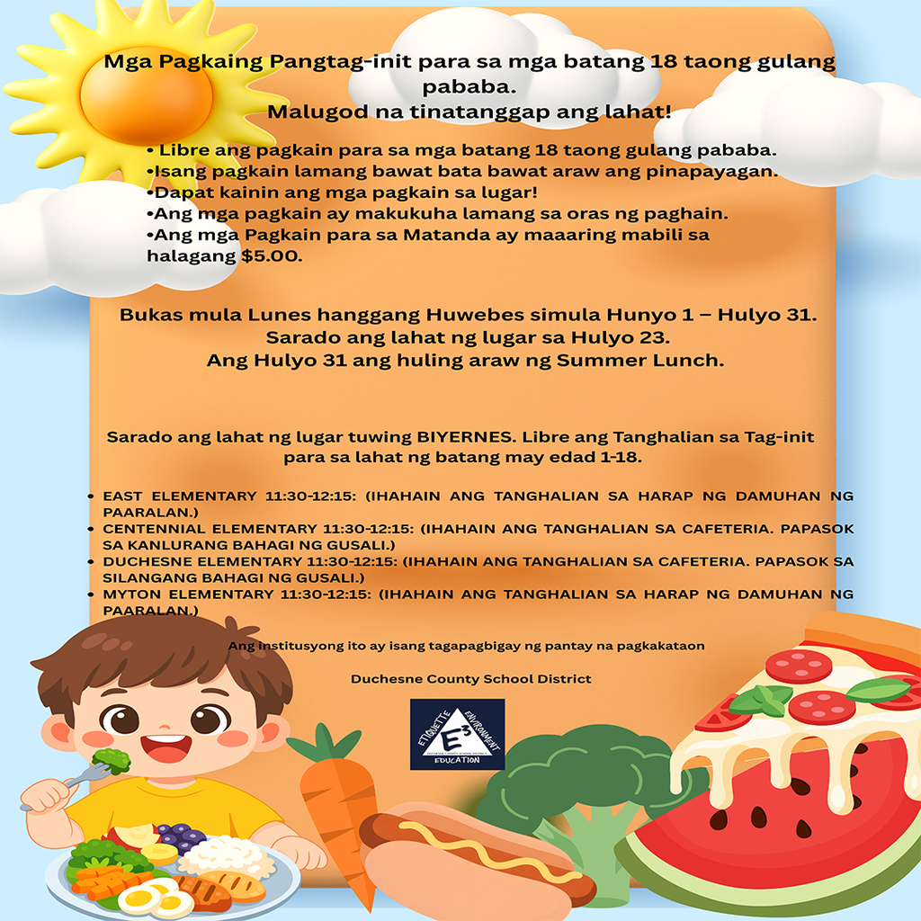 Summer Lunch Program Tagalog