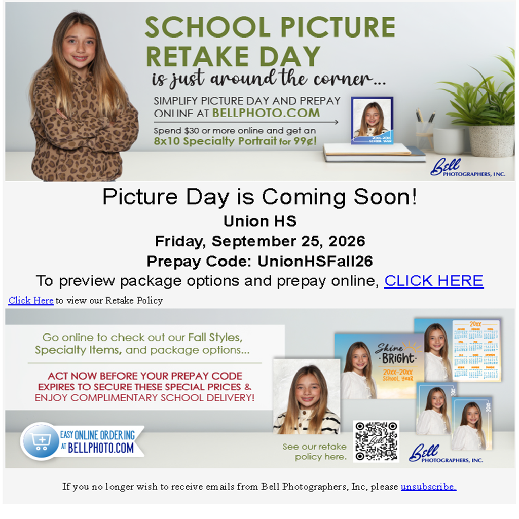 School Pictures Retake Flyer