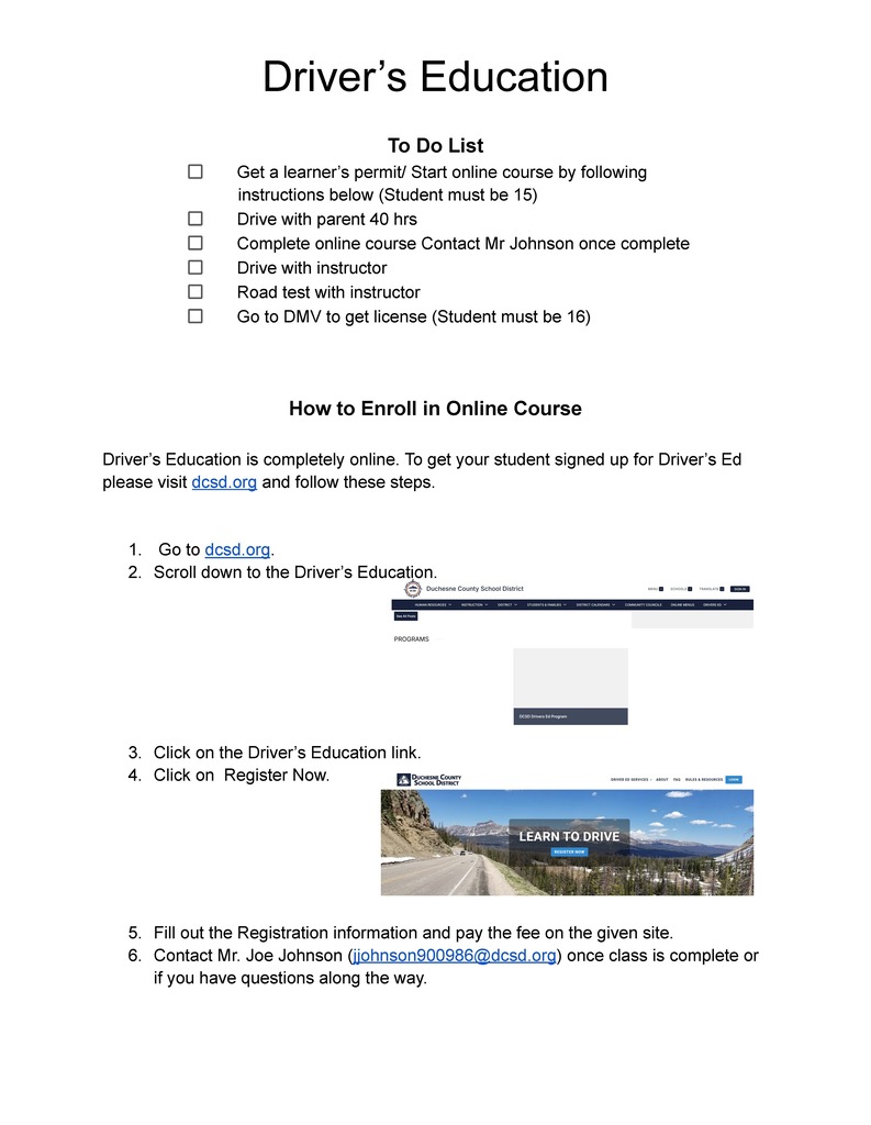 Drivers Education information