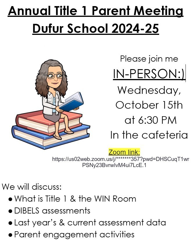 Annual Title 1 Parent Meeting Notice