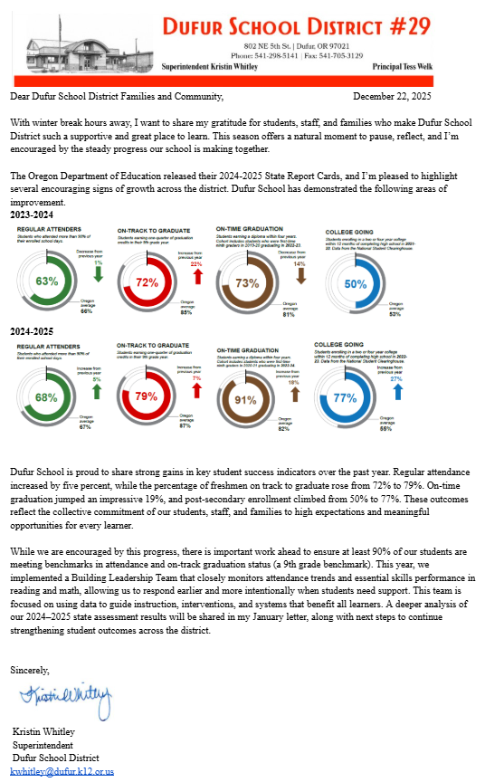 December 25 Community Letter