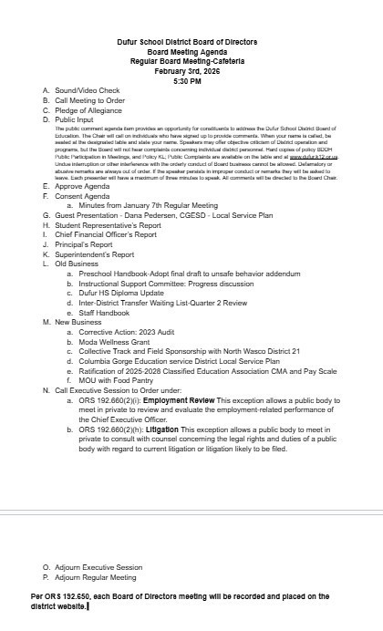 February Regular Agenda