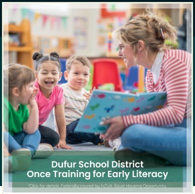 Teacher with students - Dufur School District ONCE Training for Early Literacy Project