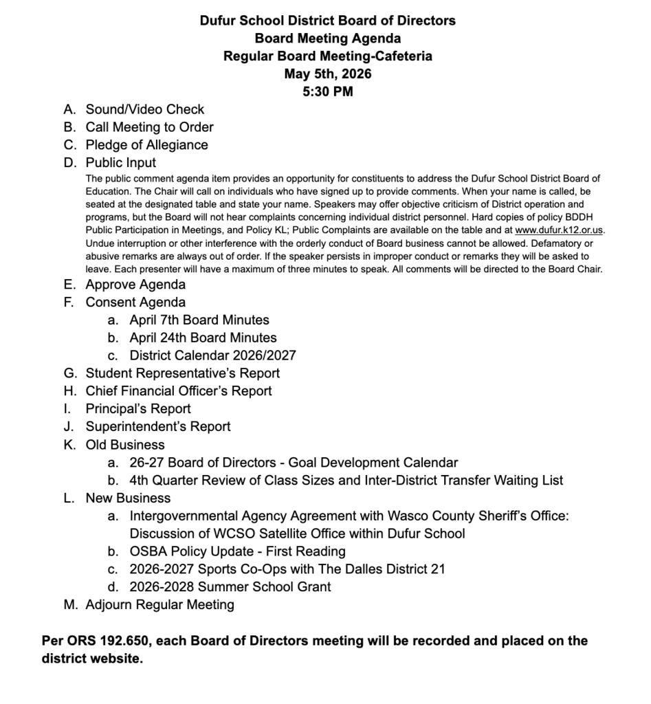 May Board Meeting