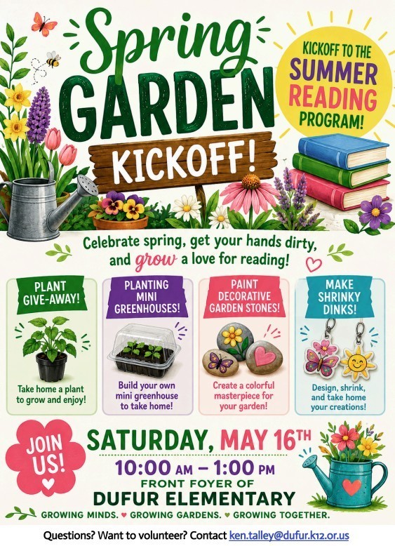 Spring Garden Kickoff event information flyer.
