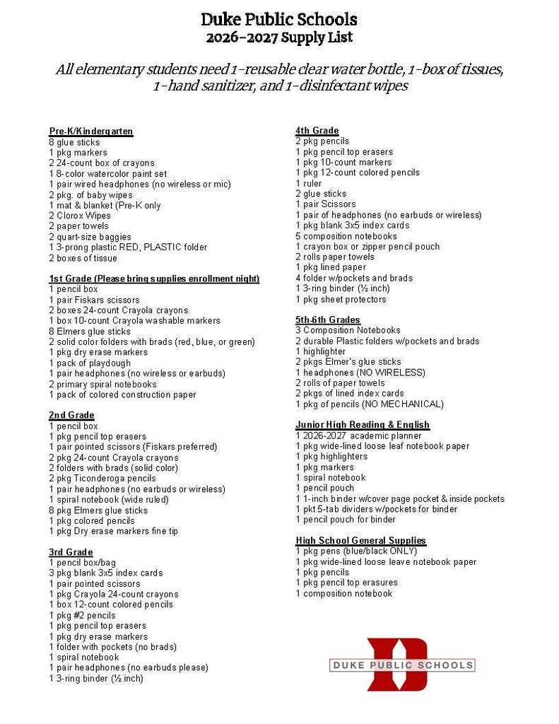 Supply List