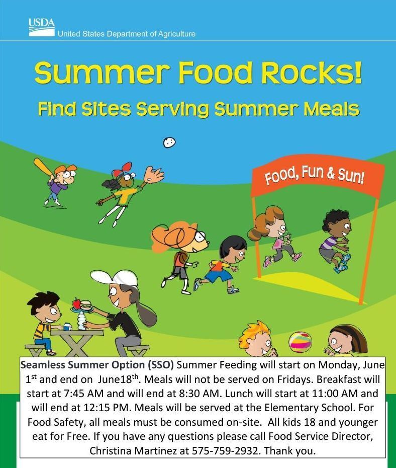 flyer for summer food programming at dulce elementary school