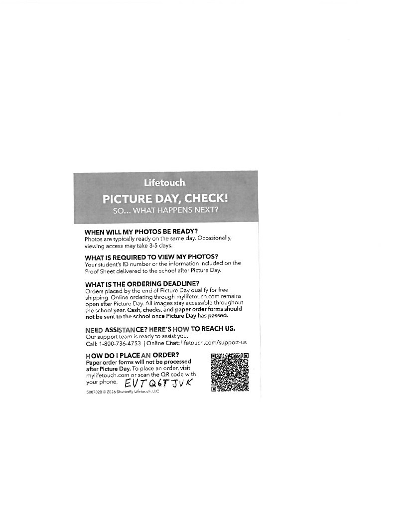 flyer for ordering pictures