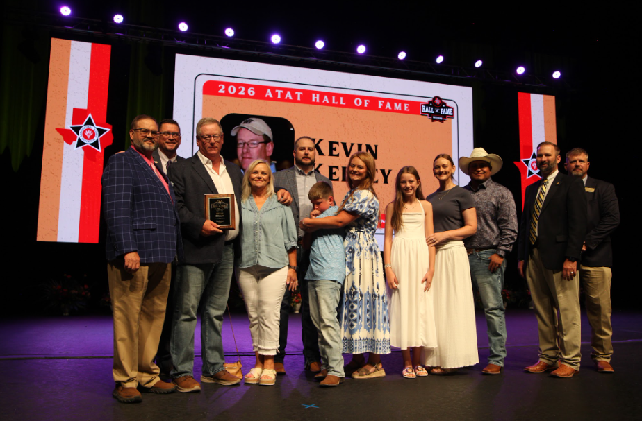 Mr. Kevin Kelley was inducted into the 2026 Agricultural Teacher Hall of Fame July 31, 2026 in Corpus Christi.  Mr. Kelley's 40 years of dedicated service to agricultural education exemplify the highest ideals of the profession and represent the impact that one educator can have on generations of young people.  Mr.  Kelley's career span was served across multiple Texas school districts: Hereford ISD, Stockdale ISD, Floydada ISD, Valley ISD and Dumas ISD.  