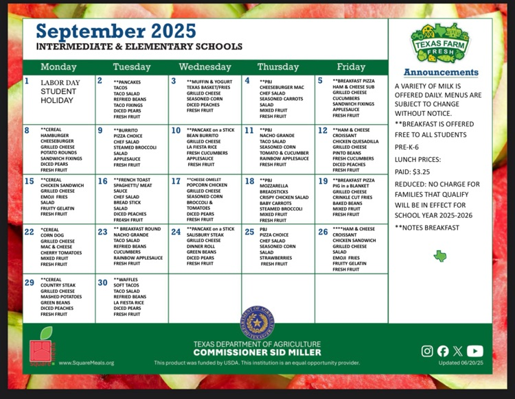 September menu