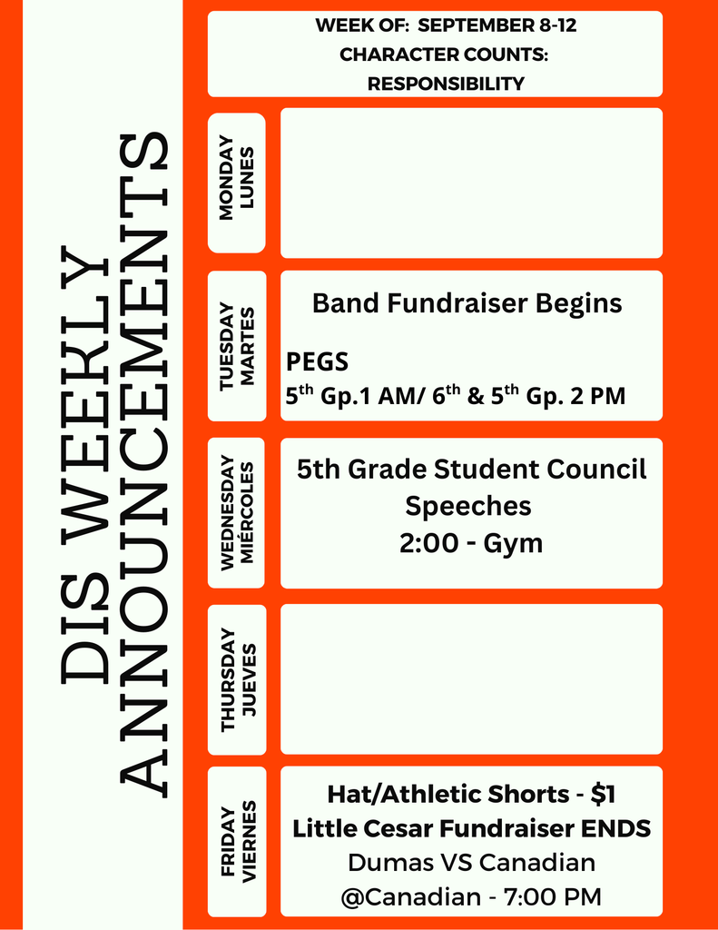 DIS Weekly Announcements