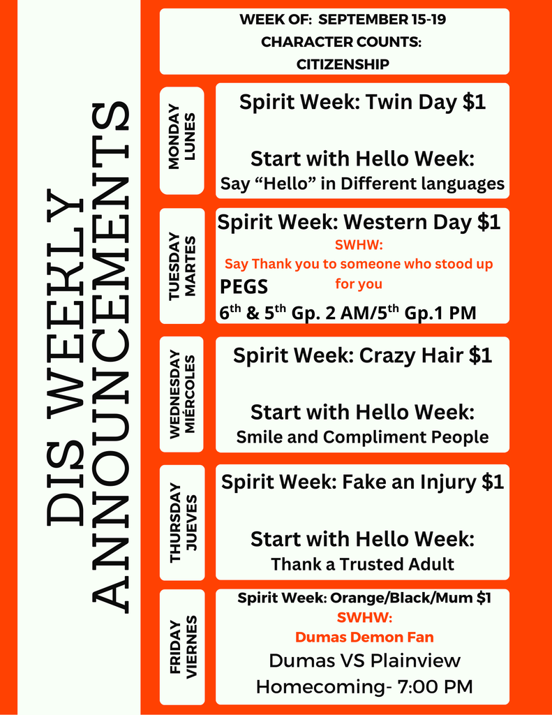 DIS Weekly Announcements