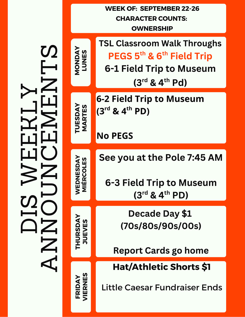 DIS Weekly Announcements