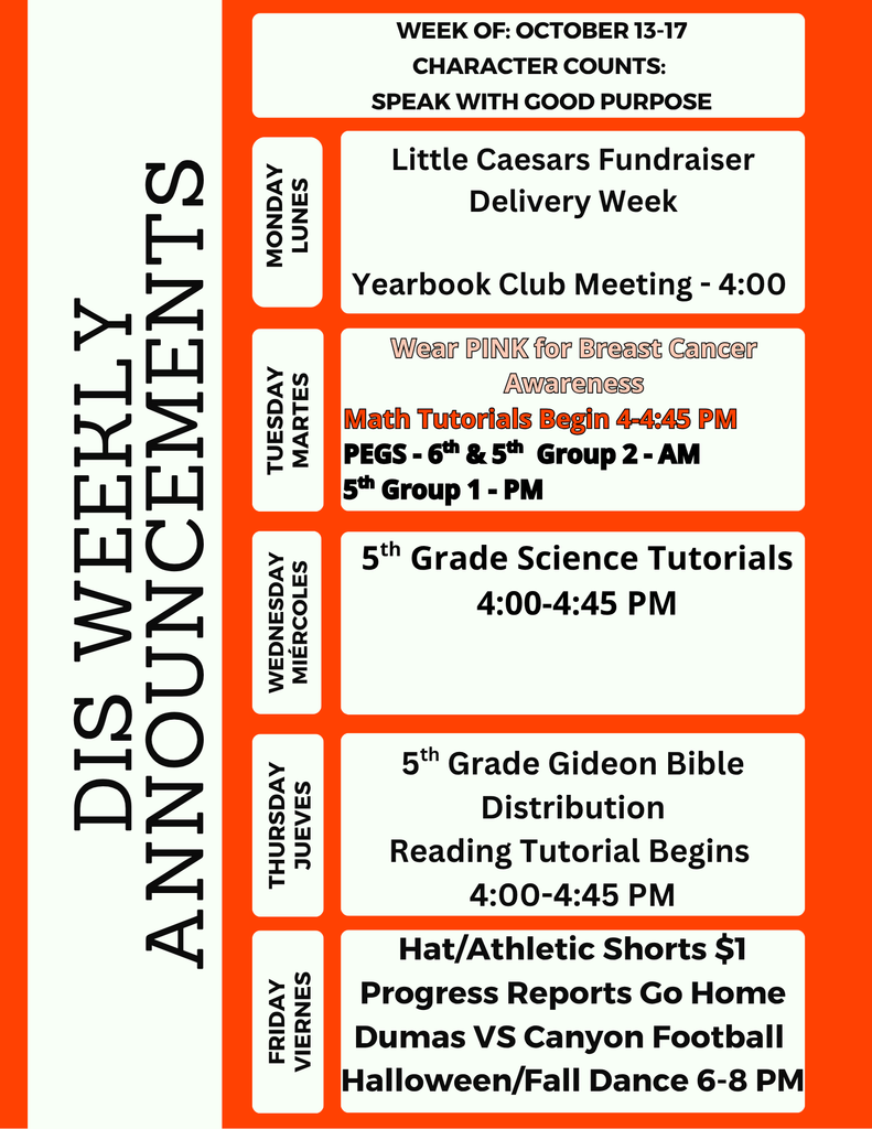 DIS Weekly Announcements