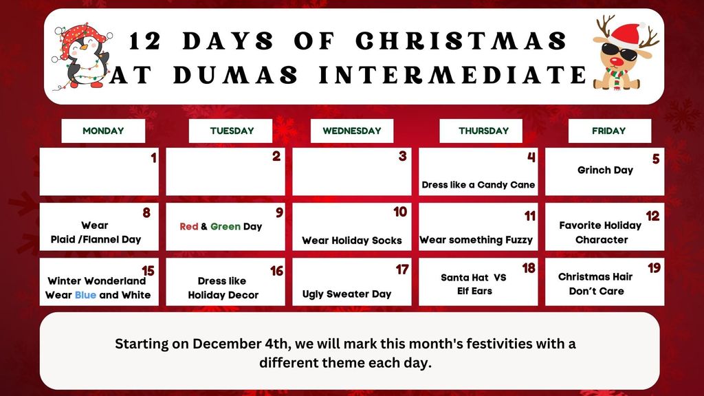 12 Days of Christmas at Dumas Intermediate
